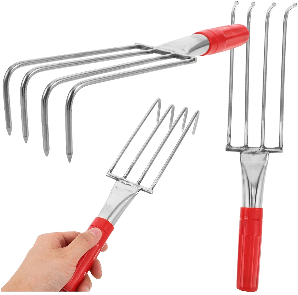 Grabki Sodo grėblys su metaliniais nagais grėbimui ir atlaisvinimui, 4 dantukai, 32 cm