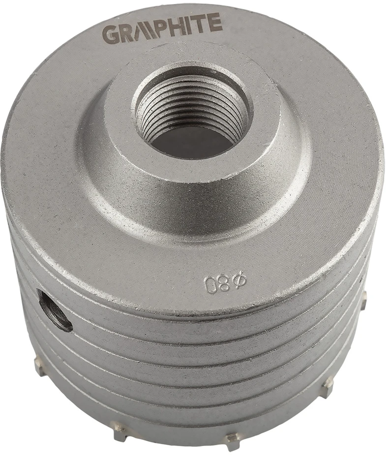 Otwornica 80 mm karbido skylių pjūklas su šešiakampiu adapteriu ir centravimo grąžtu
