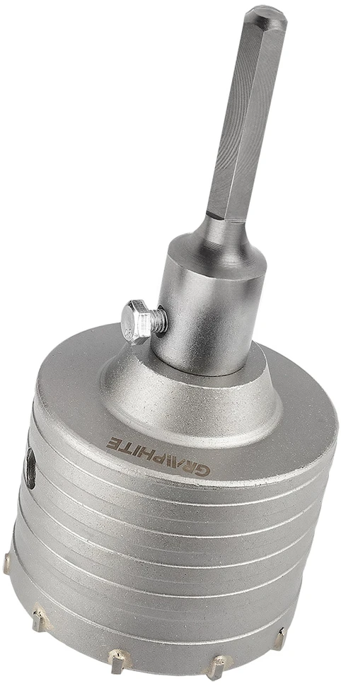 Otwornica 80 mm karbido skylių pjūklas su šešiakampiu adapteriu ir centravimo grąžtu