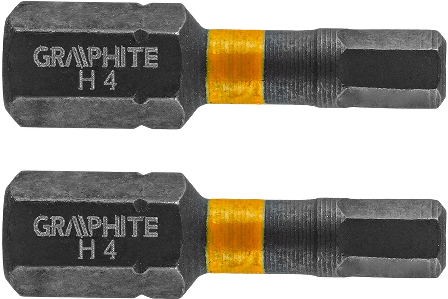 Bity HEX4 x 25 mm smūginiai antgaliai, 2 vnt.