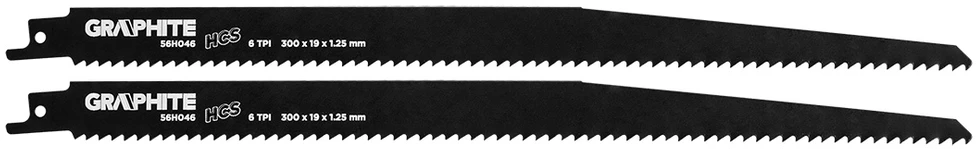 Graphite Brzeszczot do piły szablastej, HCS, 300 x 19 x 1.25 mm, 6 TPI, kpl. 2 vnt.
