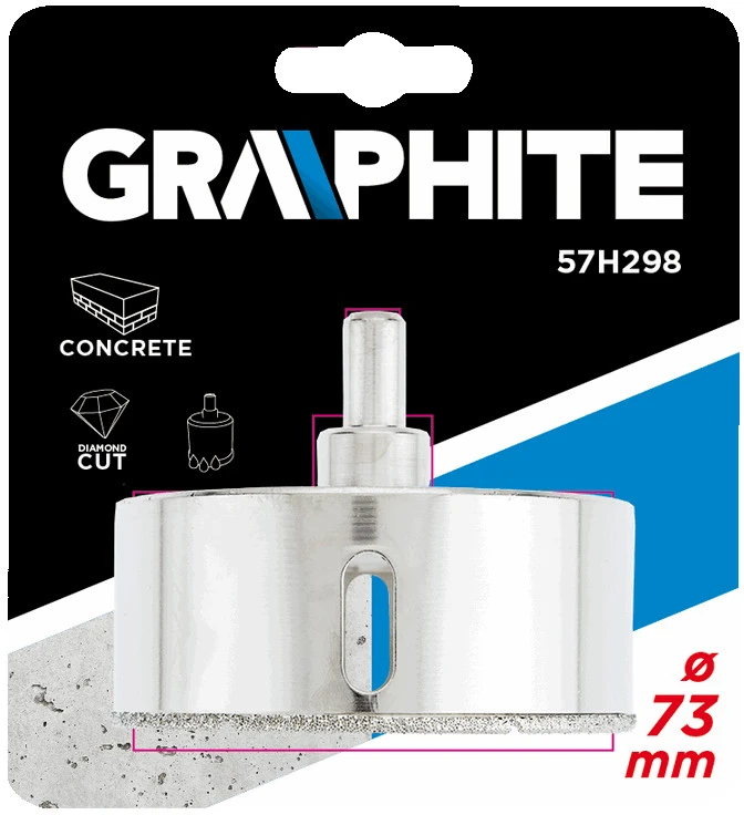 Grąžtas Wiertło Grafitinis deimantinis skylių pjūklas 73 mm plytelėms 57H298