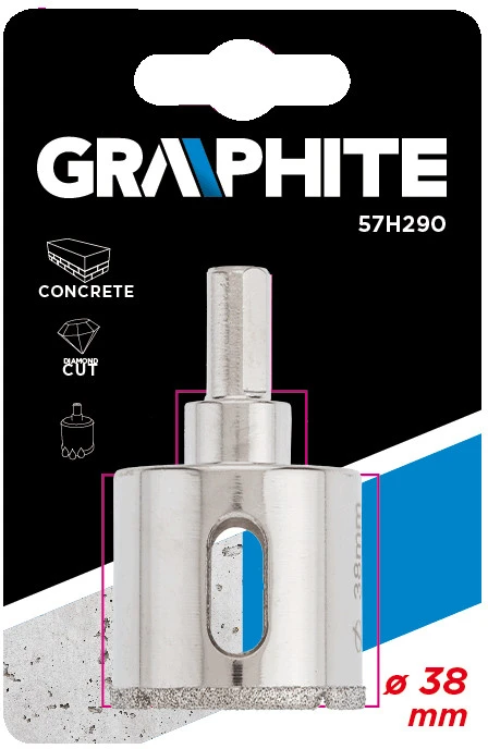 Graphite Grafitas Deimantinis grąžtas plytelėms 38 mm 57H290