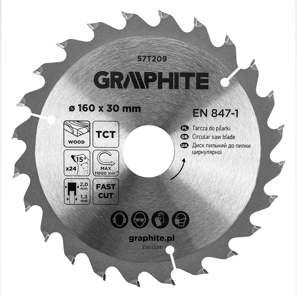 Tarcza Graphite Medžio pjovimo diskas , Widia, 160 x 30 mm, 24 dantys