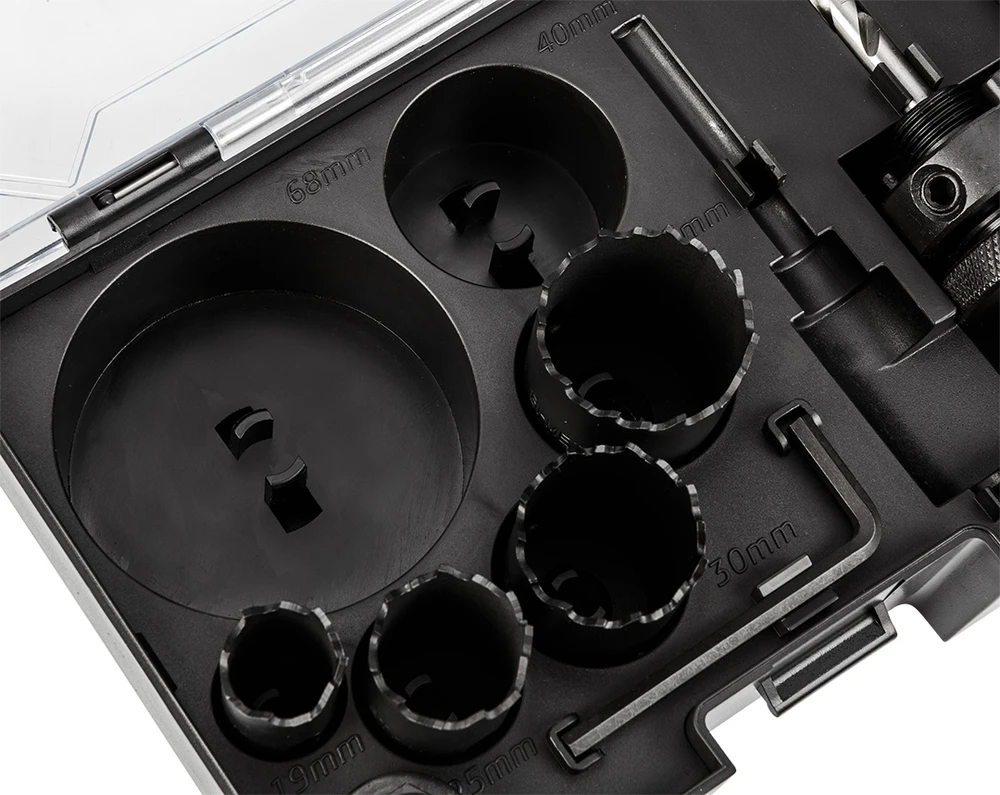 Graphite Otwornice Bimetaliniai skylių pjūklai su Co8% (19, 25, 30, 35, 40, 68 mm), 9 dalių rinkinys