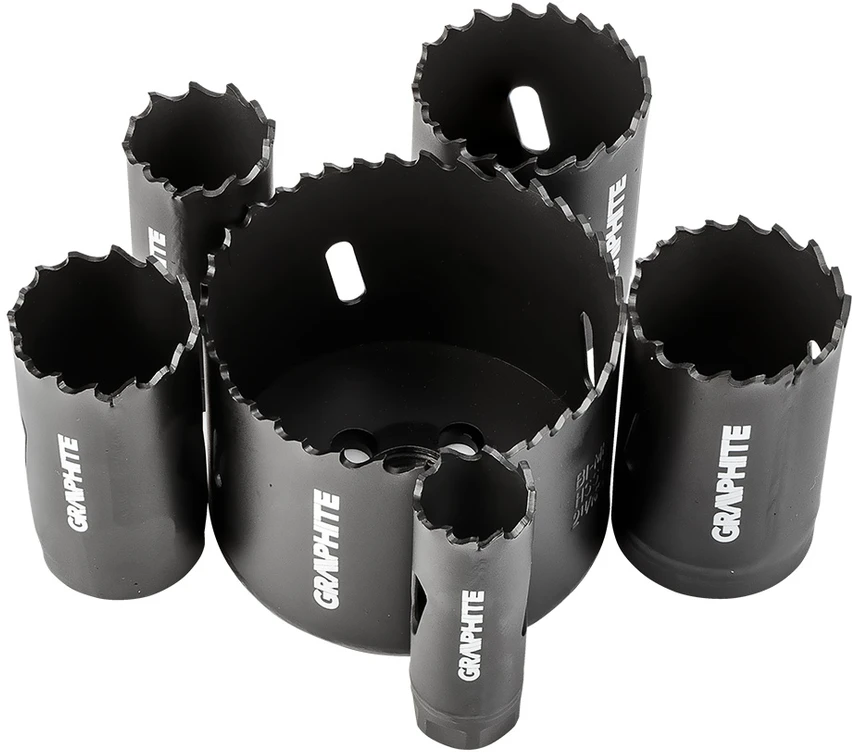 Graphite Otwornice Bimetaliniai skylių pjūklai su Co8% (19, 25, 30, 35, 40, 68 mm), 9 dalių rinkinys