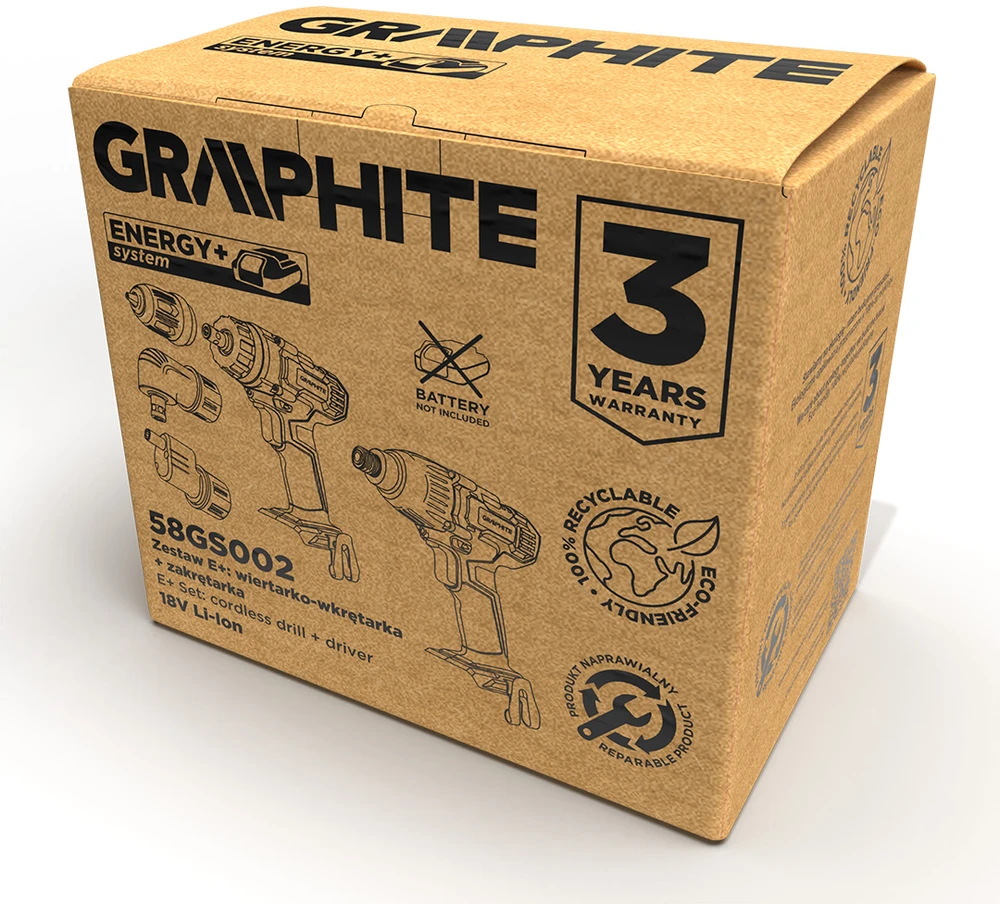 Graphite E+ rinkinys: 58G022-AD gręžtuvas/suktuvas su 58G012 atsuktuvu