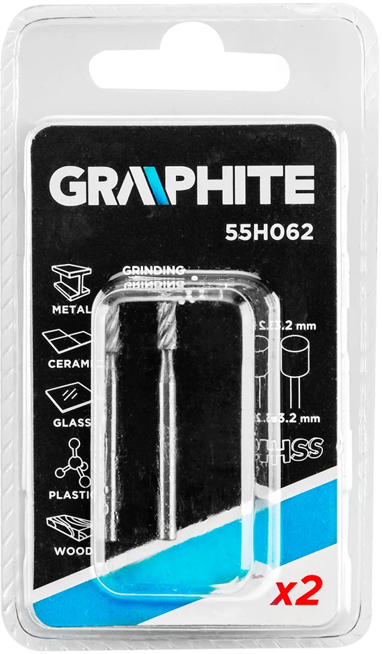 HSS frezos cilindras 3,2 mm, kotas 3,2 mm, 2 vnt.