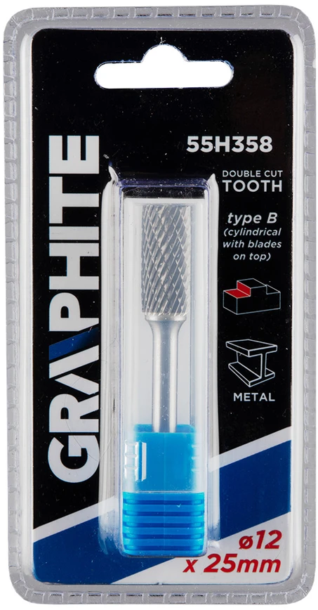 Graphite HM metalo pjaustytuvas, B tipas (cilindro formos su pjovimo briaunomis viršuje), 12 x 25 mm, kotas 6 x 45 mm