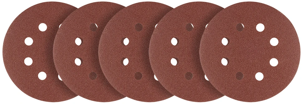 Krążki Šlifavimo diskai su lipdukais, 125 mm, P40, 5 vnt., su 8 skylėmis