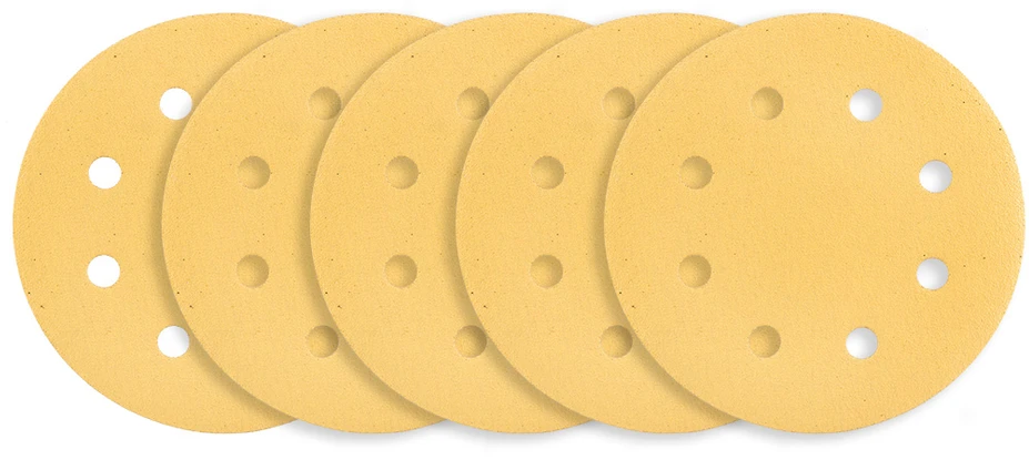 Papier Švitrinis popierius su lipdukais 180 mm, K120, 5 vnt., su 8 skylėmis šlifuokliui 59G263