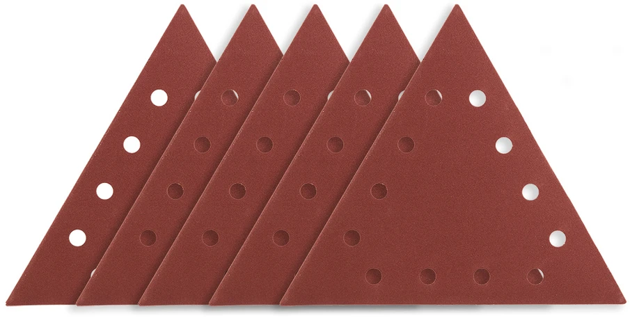 Papier Švitrinis popierius su lipdukais K180, trikampis, su 12 skylių, 5 vnt., šlifuokliui 59G264