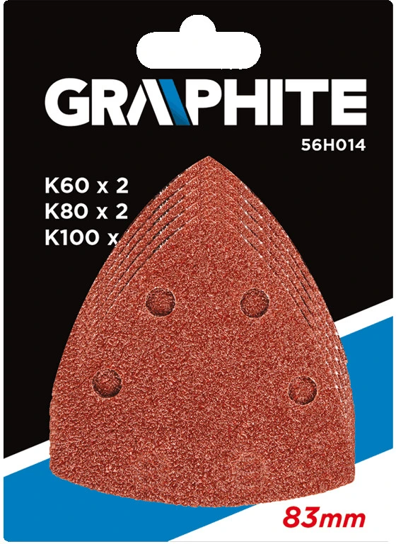 Graphite Šlifavimo popieriai 83x83x83mm, 5 vnt. K60x2, K80x2, K100x1