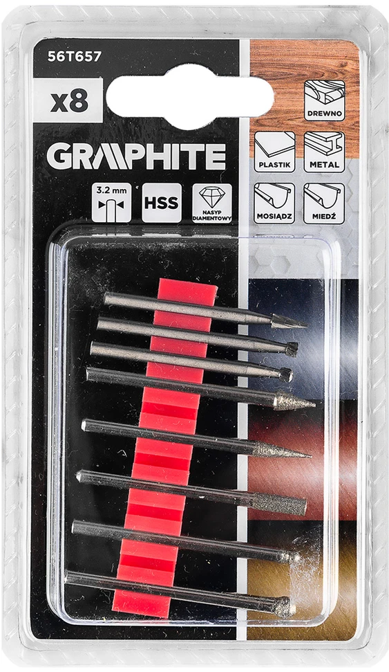 Graphite Rinkinys Deimantinių pjaustytuvų rinkinys mini šlifuokliui, 8 vnt.