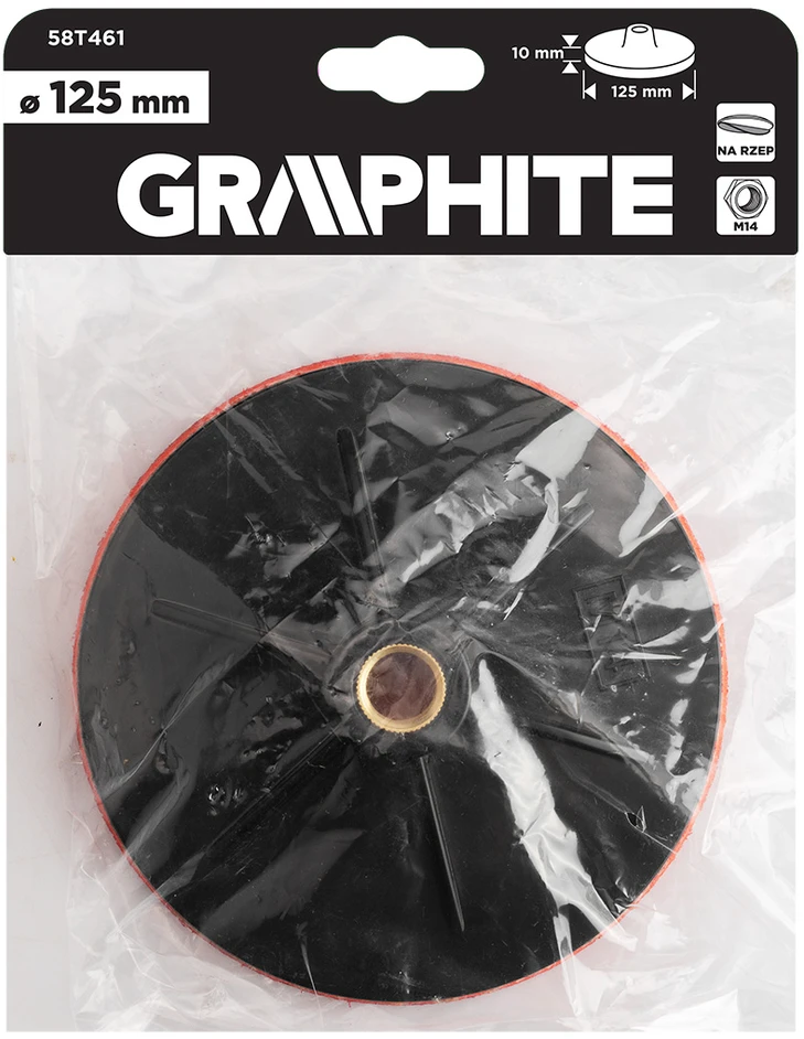 Graphite Tarcza Lipni tvirtinimo plokštelė 125 mm x 10 mm, M14 sriegis