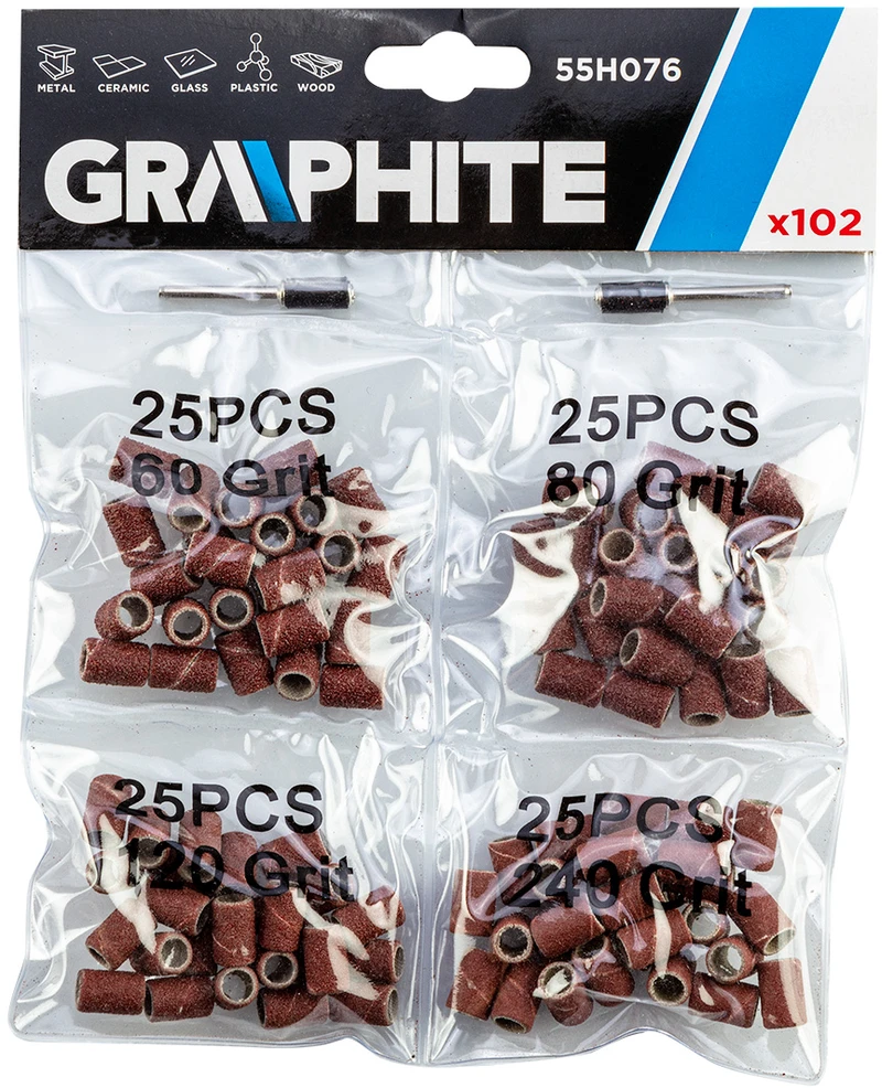 Taśma Šlifavimo juosta 6,3 mm, K60, K80, K120, K240, 100 vnt. rinkinys, + 3,2 mm kotelis, 2 vnt.