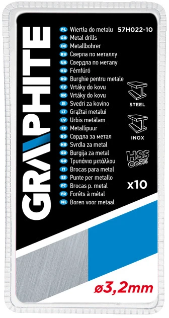 Grąžtas Wiertła HSS-Co metalo grąžtai 3,2 mm, 10 vnt.