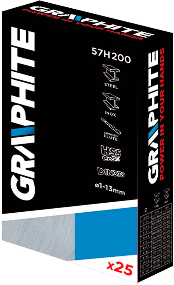 Grąžtas Grąžtų rinkinys metalui Graphite 57H200, 25 d.