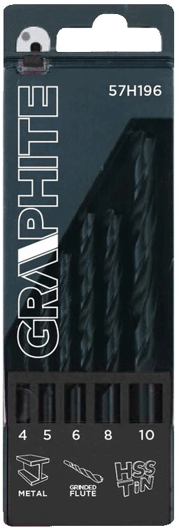 Grąžtas Wiertła HSS-TiN metalo grąžtai, 4,0–10 mm, 5 vnt. rinkinys