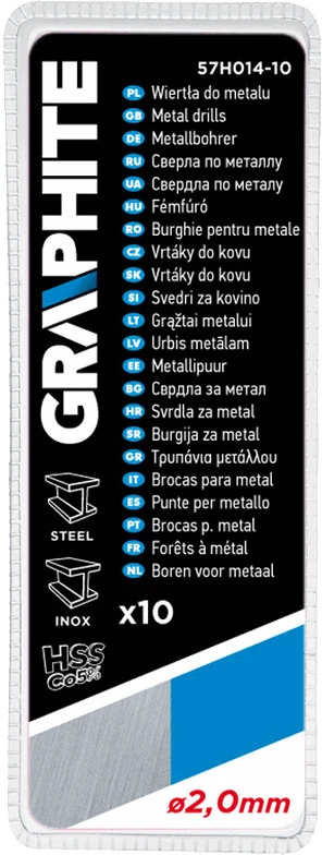 Grąžtas Wiertła HSS-Co 2,0 mm metalo grąžtai, 10 vnt.