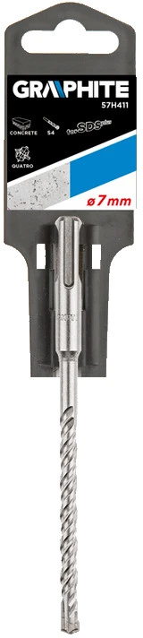 Grąžtas Graphite Wiertło do betonu SDS Plus, 7 x 260 mm, S4, quatro