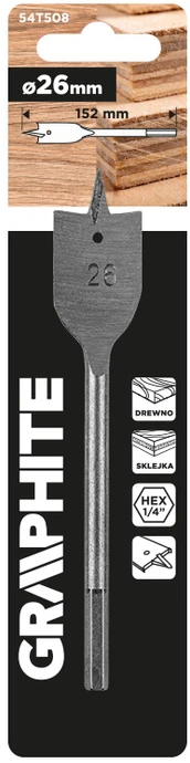 Wiertło Medienos kastuvo formos grąžtas, 26 x 152 mm