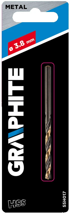 Wiertło HSS-CNC metalo grąžtas, 124°, „Pro-Tec“, 3,8 mm