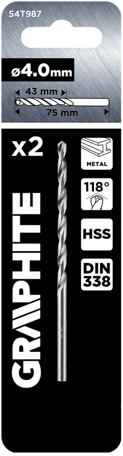 Grąžtas Wiertła HSS metalo grąžtai, DIN 338, 4 mm, 2 vnt.