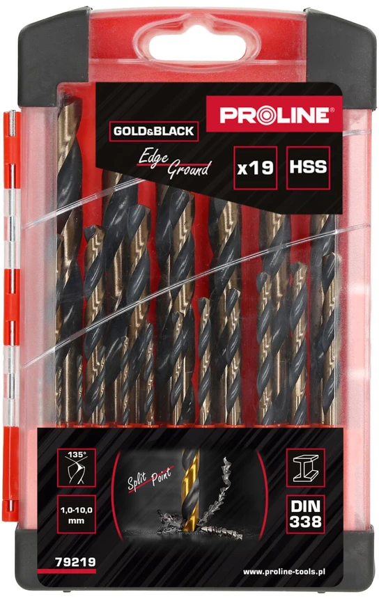 Grąžtas Wiertła Metalo grąžtai HSS DIN338 šlifavimui, trumpi, vnt., 19 (1-10 mm), prolinas