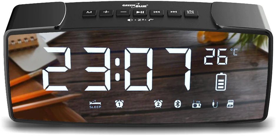 Greenblue 62917 Clock Digital Juodas, Pilkas