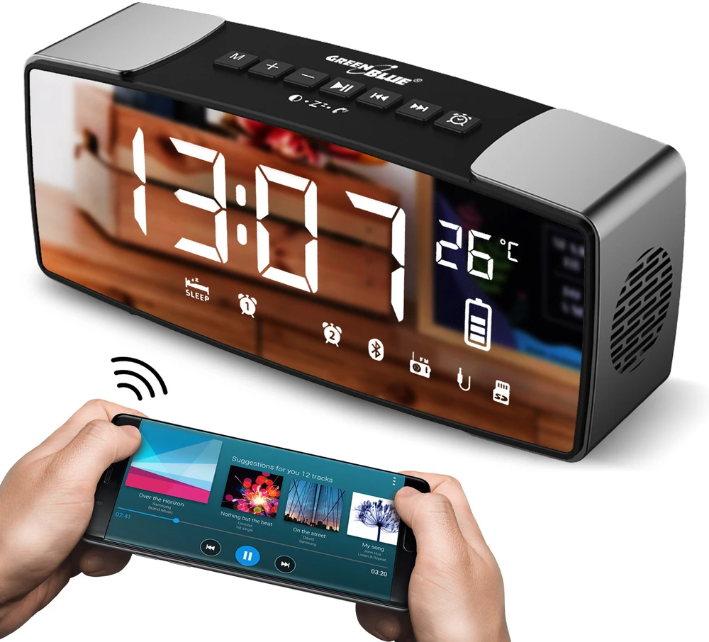 Greenblue 62917 Clock Digital Juodas, Pilkas