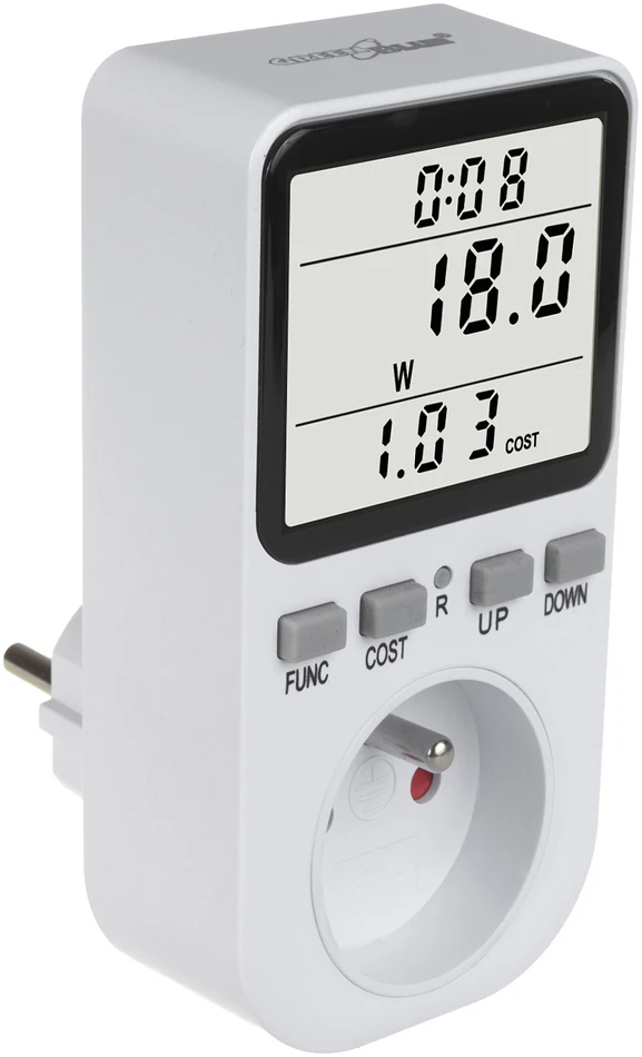 GreenBlue energijos skaitiklis, vatmetras, tipas E, 220-240V AC, 50Hz, maks. apkrova 16A, IP20, įmontuota baterija, GB364 E