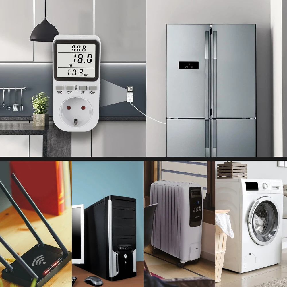 GreenBlue energijos skaitiklis, vatmetras, tipas E, 220-240V AC, 50Hz, maks. apkrova 16A, IP20, įmontuota baterija, GB364 E