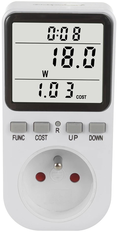 GreenBlue energijos skaitiklis, vatmetras, tipas E, 220-240V AC, 50Hz, maks. apkrova 16A, IP20, įmontuota baterija, GB364 E