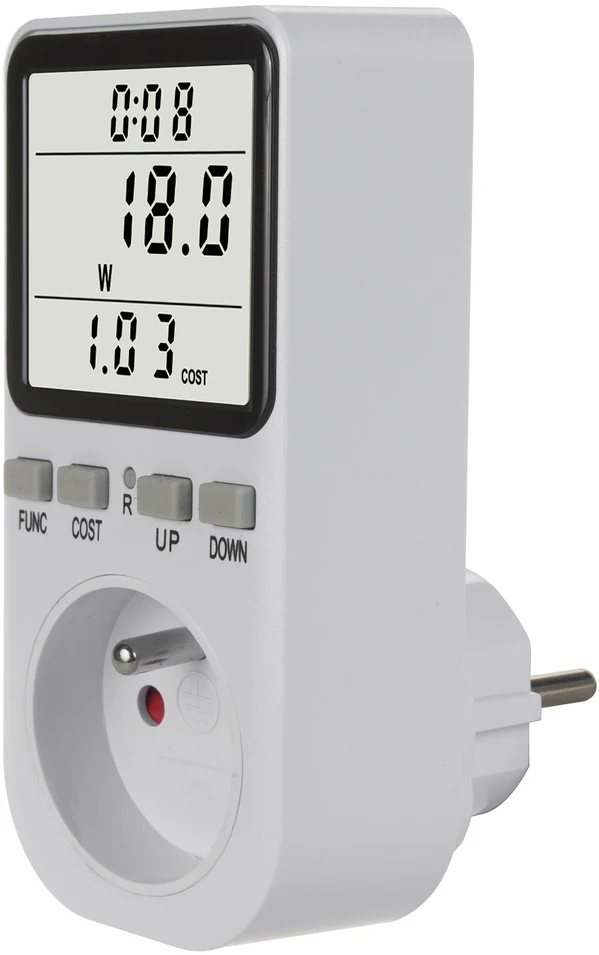 GreenBlue energijos skaitiklis, vatmetras, tipas E, 220-240V AC, 50Hz, maks. apkrova 16A, IP20, įmontuota baterija, GB364 E