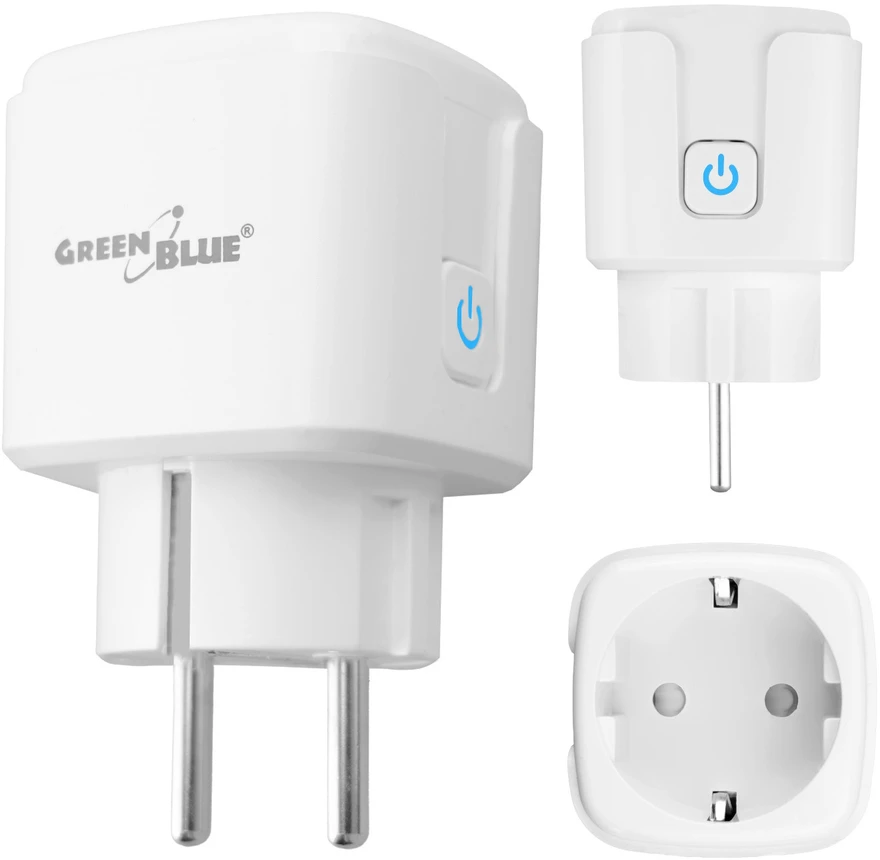 „GreenBlue“ nuotolinio valdymo „WiFi“ lizdas, „Android“ / „iOS“ / „Alexa“ / „Google Home“, laikmatis, vatmetras, maks. 16 A / 3840 W, GB735 W