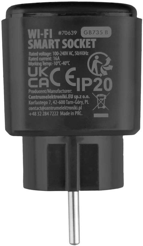 „GreenBlue“ nuotolinio valdymo „WiFi“ lizdas, „Android“ / „iOS“ / „Alexa“ / „Google Home“, laikmatis, vatmetras, maks. 16 A / 3840 W, GB735 B