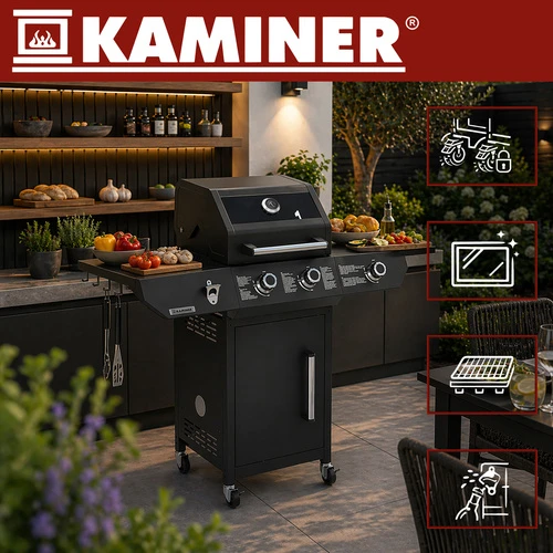Gas grill 2+1 10kW Varen Juodas 3.0 Kaminer