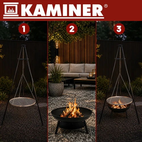 Tripod garden grill 167x58cm Kaminer