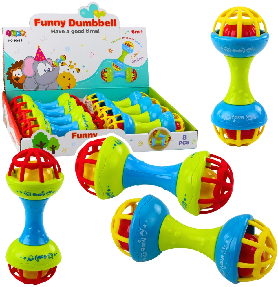 Lean Toys Spalvingas kūdikio barškutis su kramtuku