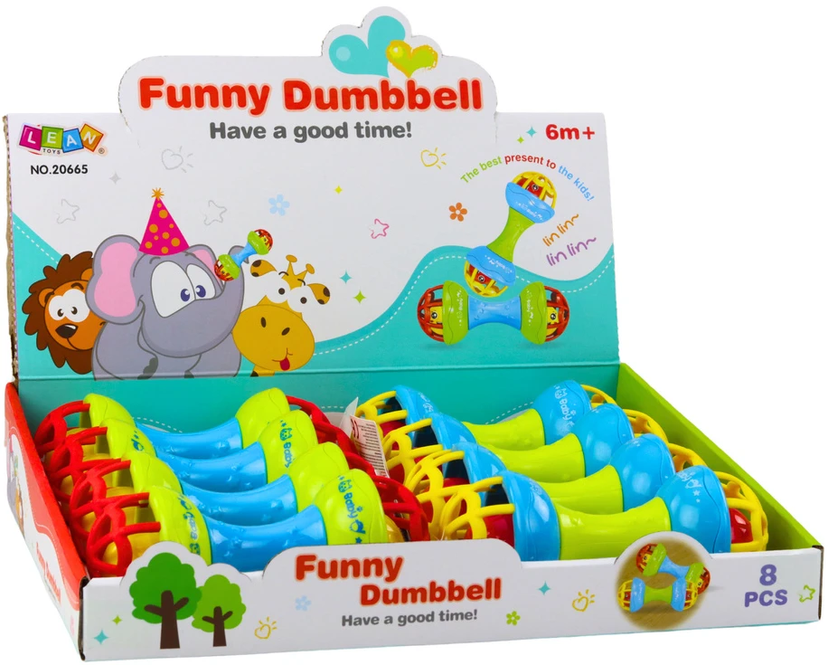Lean Toys Spalvingas kūdikio barškutis su kramtuku
