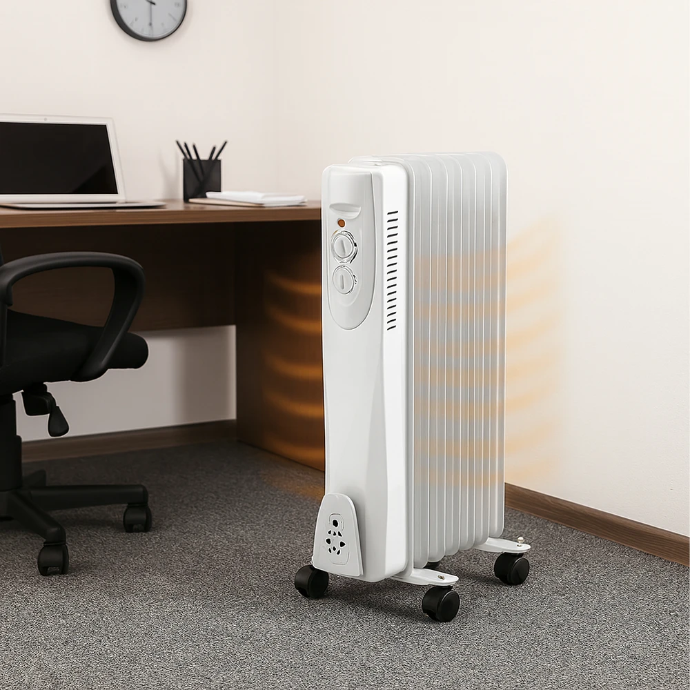 Grzejnik Alyvu užpildytas elektrinis radiatorius su energiją taupančiu termostatu, 1500 W, 7 briaunų, didelis