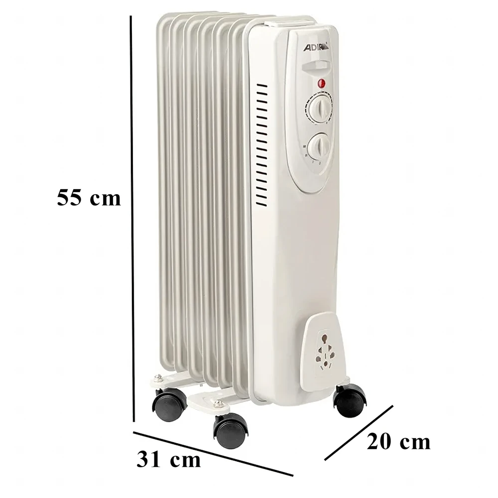 Grzejnik Alyvu užpildytas elektrinis radiatorius su energiją taupančiu termostatu, 1500 W, 7 briaunų, didelis