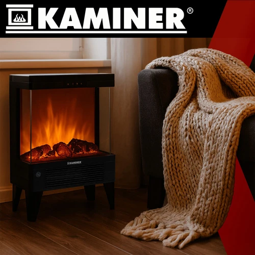 Elektrinis židinys KAMINER EMBEGO 2000W su liepsnos efektu