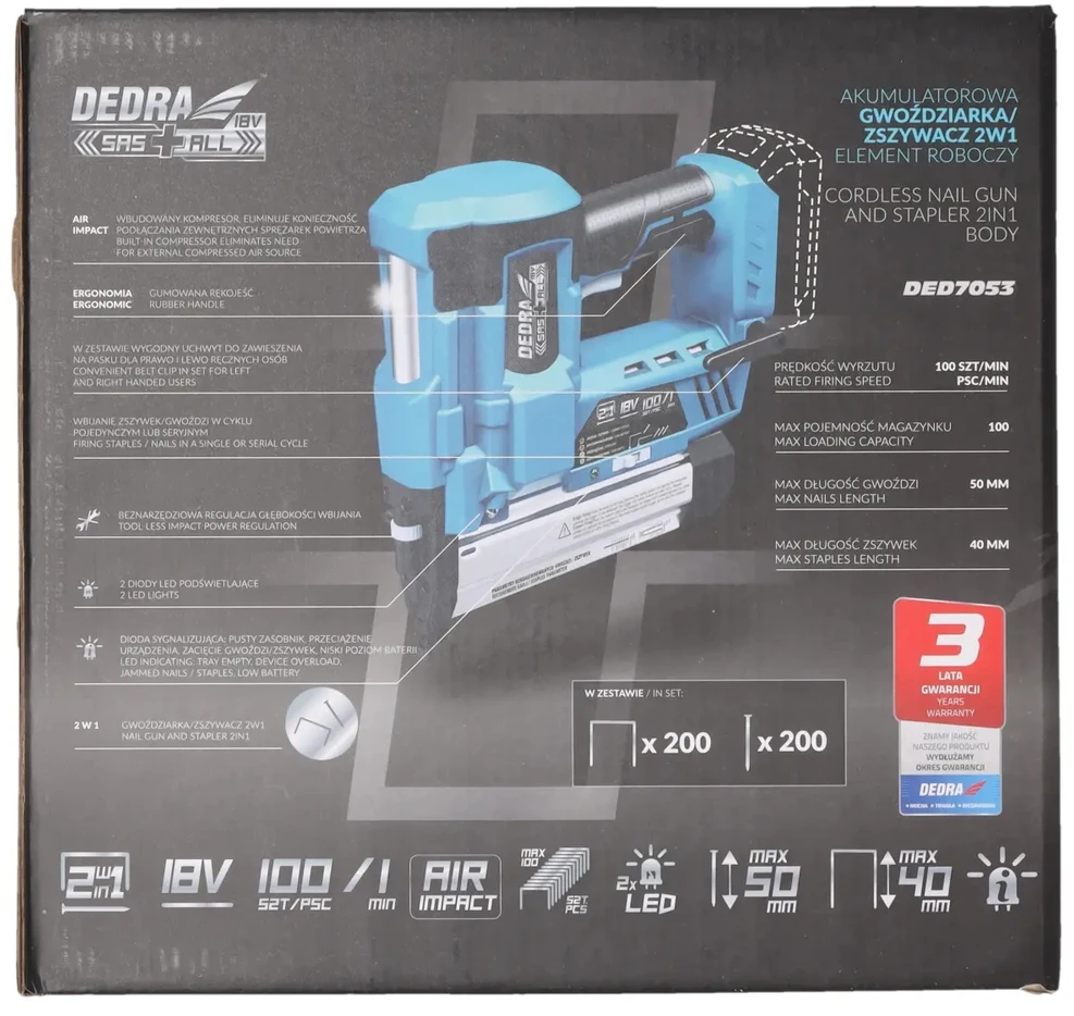 Akumuliatorinis kabiamušis-viniakalis Dedra DED7053, 18V