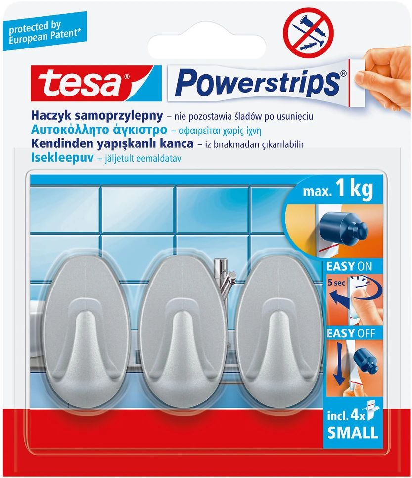 Tesa Haczyk Lipnūs kabliukai. 3 maži ovalo formos maitinimo laidų juostelės + 4 plastikiniai.