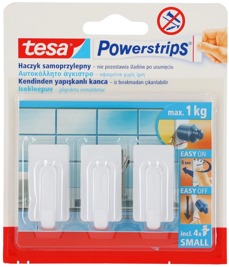 Tesa Kabliukai CLASSIC, Mini, balti, 3 vnt.