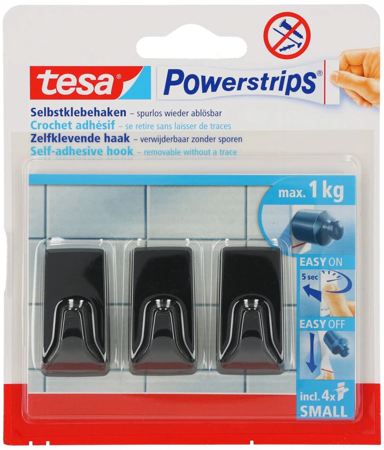 Drabužių kabliukas Tesa tesa 58278, juoda