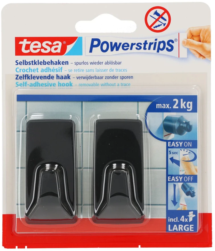 Drabužių kabliukas Tesa tesa 58279, juoda