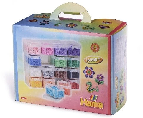 Hama Beads Hama - Karoliukai - Didelė laikymo dėžutė su Midi karoliukais ir 16 skyrelių (6761)